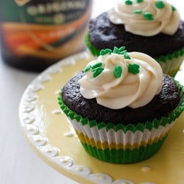 Chocolate Stout Cupcakes with Bailey's Irish Cream Cheese Frosting