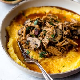 Crock Pot Pork Roast with Mushrooms and Polenta