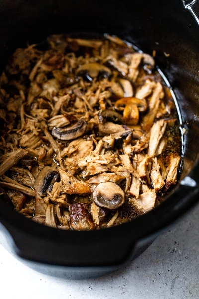 Crock Pot Pork Roast with Mushrooms and Polenta