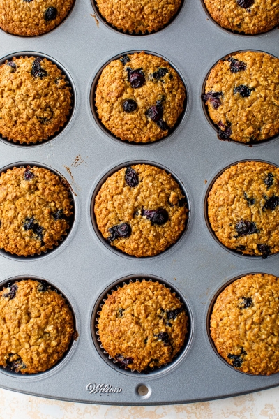 Insanely Moist Blueberry Oatmeal Muffins
