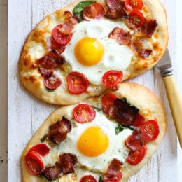 Bacon and Egg Breakfast Pizzas