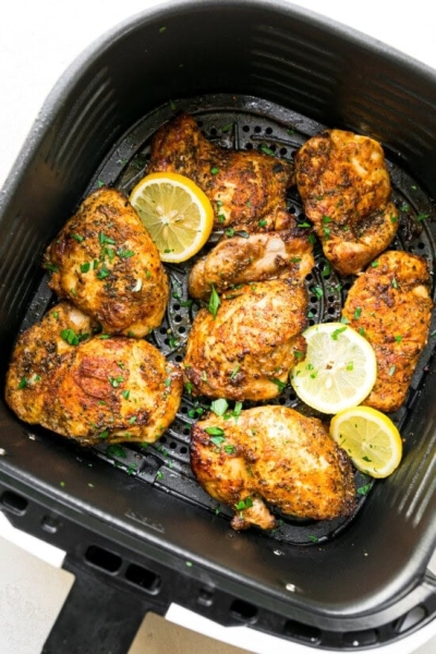 Yogurt-Marinated Air Fryer Boneless Chicken Thighs