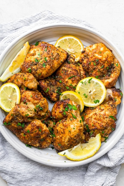 Yogurt-Marinated Air Fryer Boneless Chicken Thighs