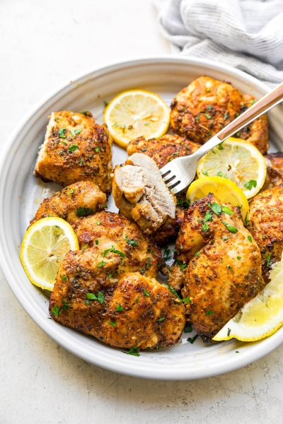 Yogurt-Marinated Air Fryer Boneless Chicken Thighs