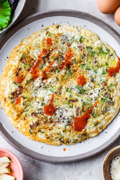 High-Protein Zucchini Omelet for One