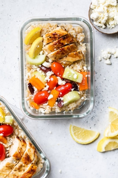 Greek Chicken Meal Prep Rice Bowls