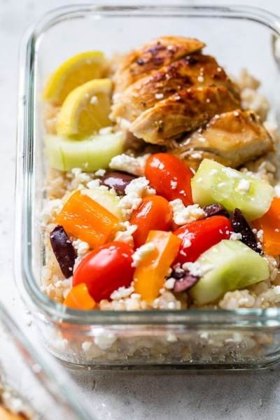 Greek Chicken Meal Prep Rice Bowls