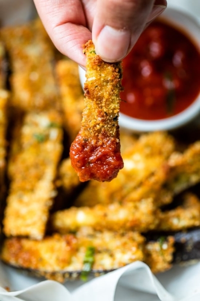 Crispy Eggplant Sticks (Baked or Air Fryer)