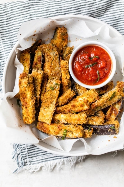 Crispy Eggplant Sticks (Baked or Air Fryer)