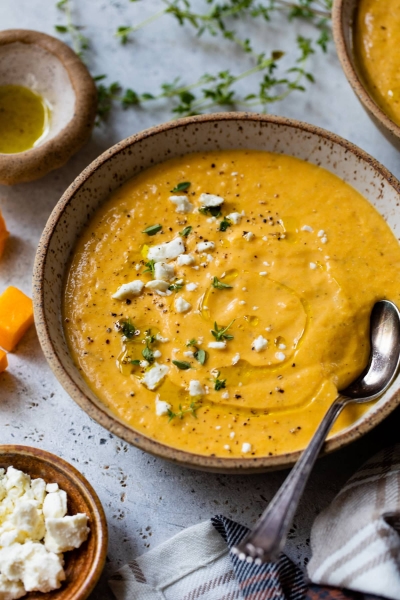 Roasted Butternut Squash Feta Soup