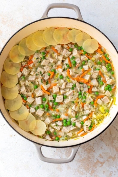 Leftover Turkey Pot Pie Gratin