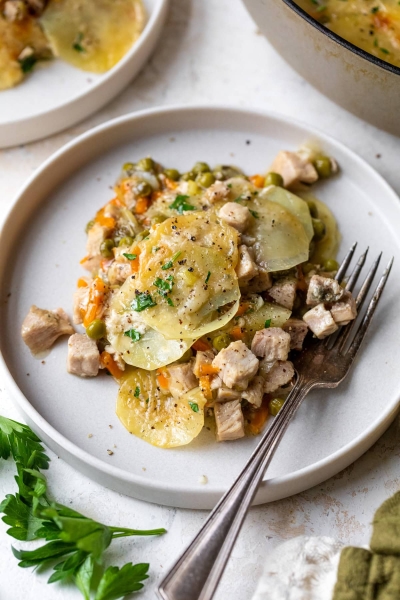 Leftover Turkey Pot Pie Gratin