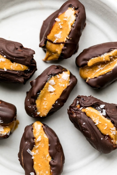 Peanut Butter Chocolate Covered Stuffed Dates