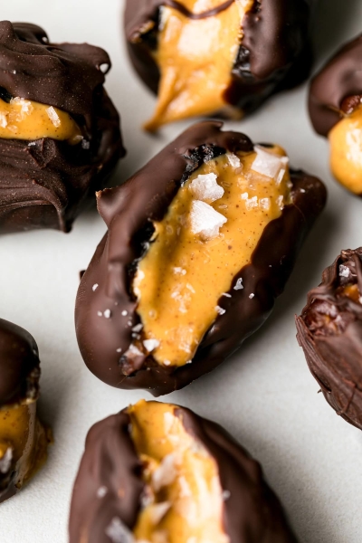 Peanut Butter Chocolate Covered Stuffed Dates