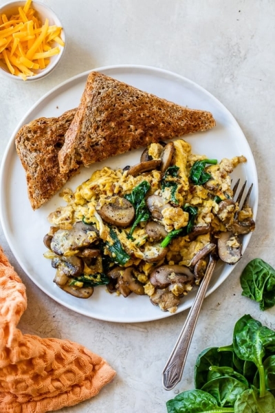 Mushroom-Spinach Scrambled Eggs